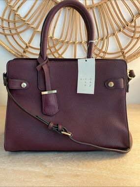 a new day Burgundy Pebbled Satchel with Removable Strap
